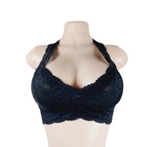 Intimately By Free People Women's Black Lace Racerback Halter Bralette Size S